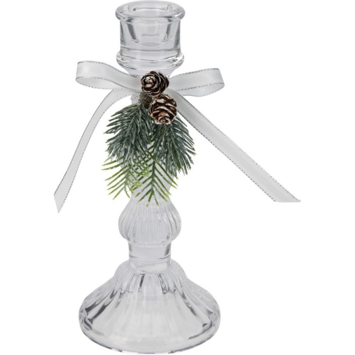 CANDELIERE VETRO 8X18CM SILVER